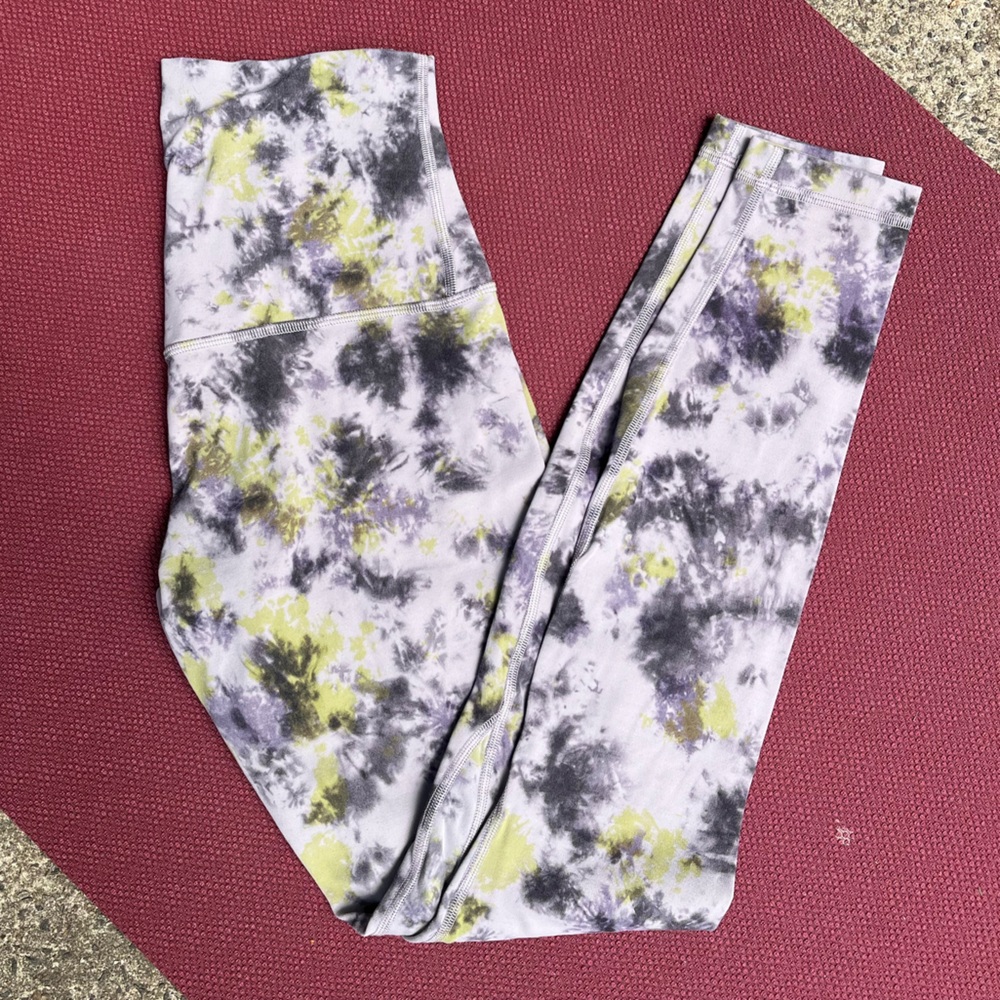 lululemon athletica Tie-Dye High-Rise Leggings in Gray, Yellow & Purple